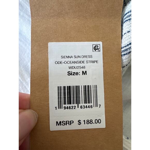 FAHERTY Sienna Linen Sun Dress Oceanside Stripe Medium NWT - Picture 7 of 7